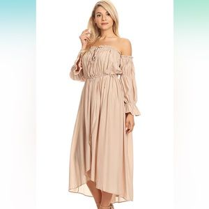 Casual Boho Long Sleeve Off Shoulder Renaissance Peasant Dress